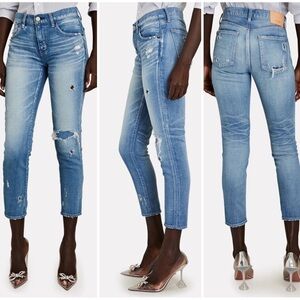 Moussy Vintage Hammond Japanese Denim Mid-rise Jeans Distressed Rip Stretch 25